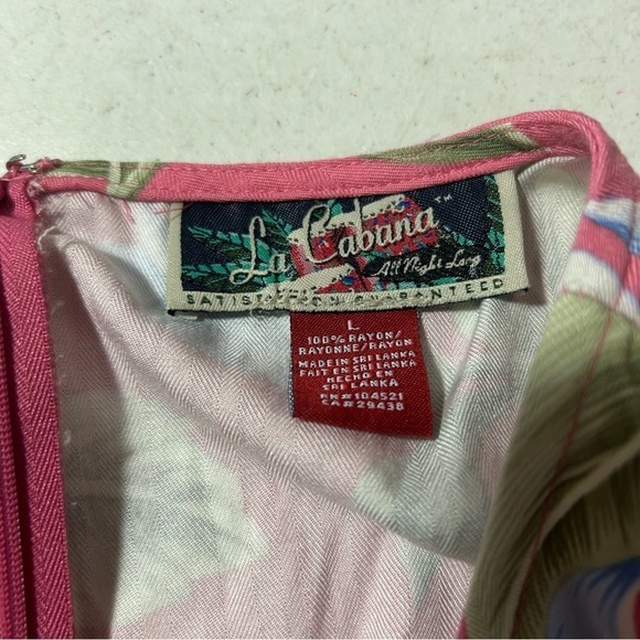 La Cabana 1990s Aloha Dress Womens Large Pink Tropical Floral Hawaiian Maxi - Picture 4 of 4